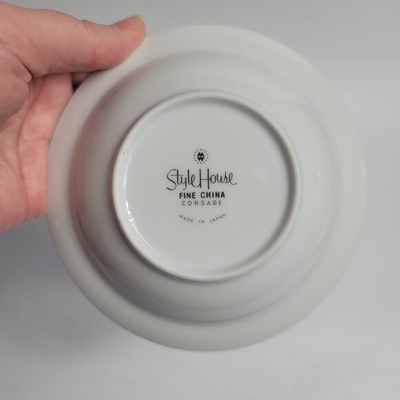 FOUR Style House Corsage Fruit Bowls Blue Roses with Gray Vines 5 1/2 Inch - Picture 16 of 16